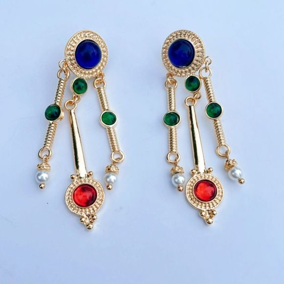 Luxury rhinestones drop earrings A20 - Picture 2 of 4